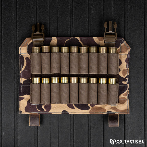Clip In Shotgun Placard in Vintage Duck Camo with “Predator” Leather