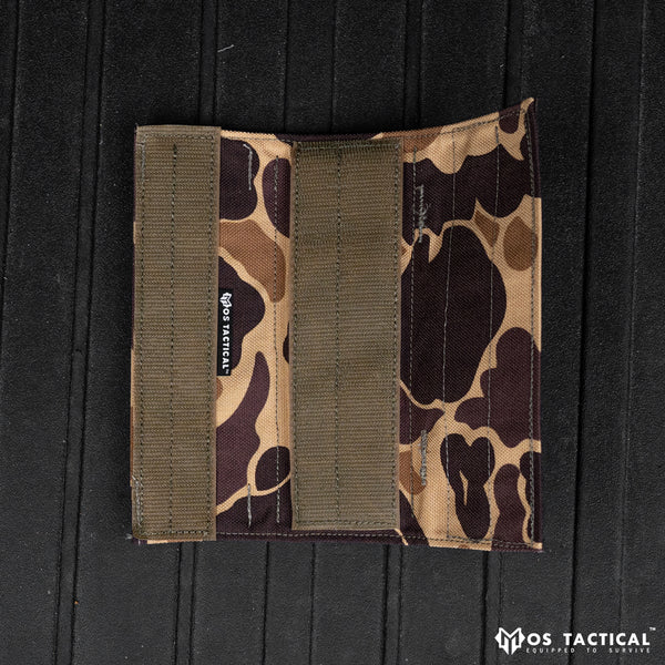 Long Shoulder Pads - Comm Loops & Lapel Tabs in Vintage Duck Camo with “Predator” Leather